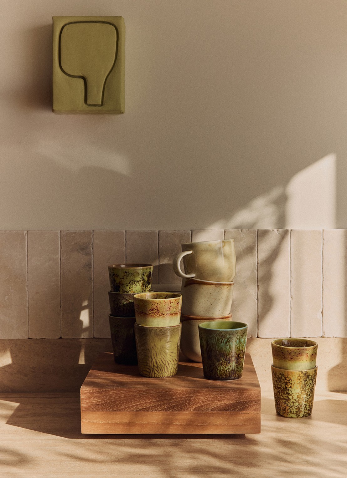 HKliving 70s Ceramics Van Gogh mok set van 2 - detail 4 geel