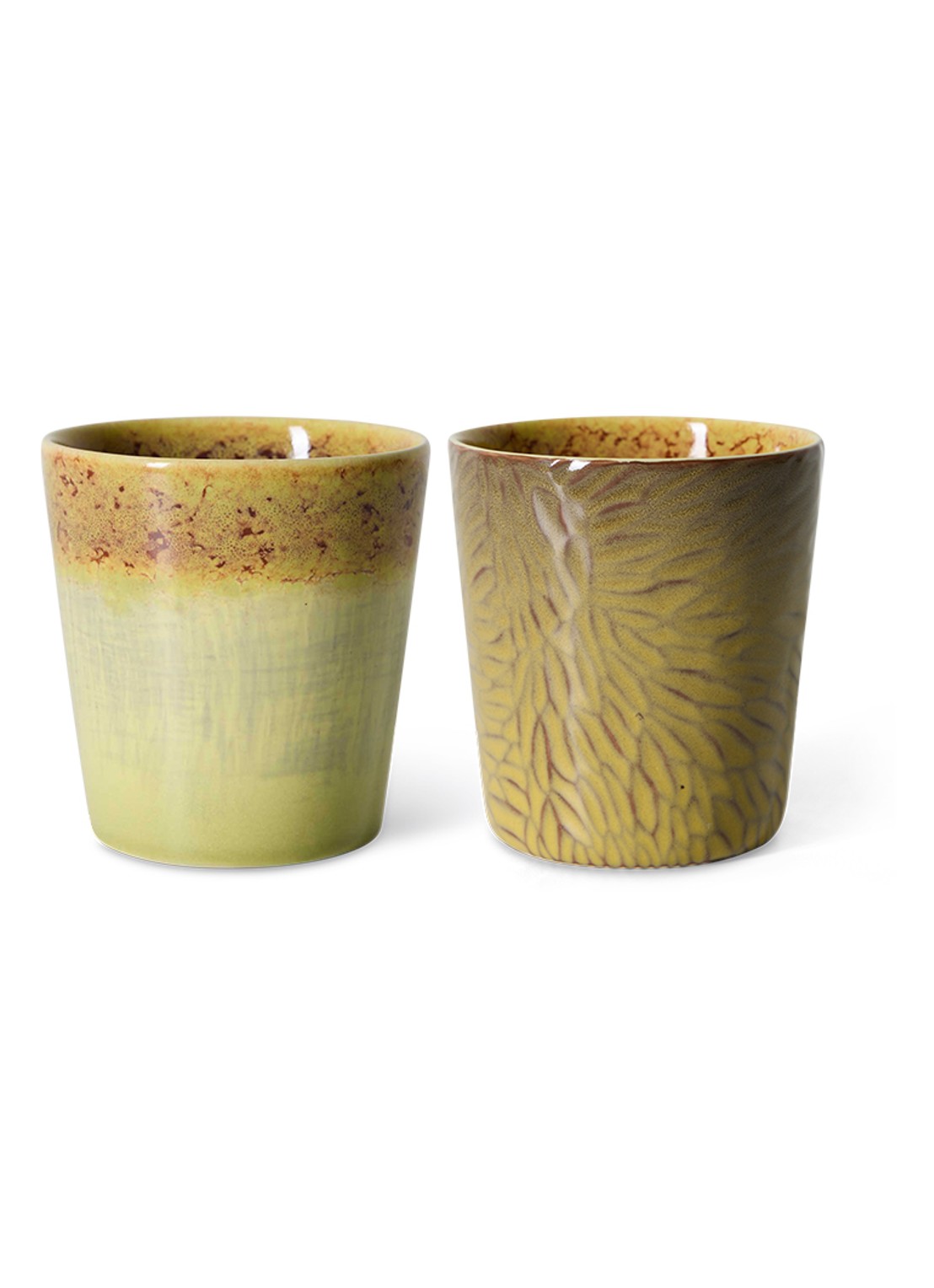 HKliving 70s Ceramics Van Gogh mok set van 2 - voorkant geel