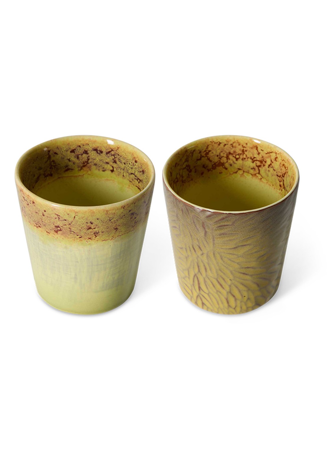 HKliving 70s Ceramics Van Gogh mok set van 2 - voorkant 2 geel