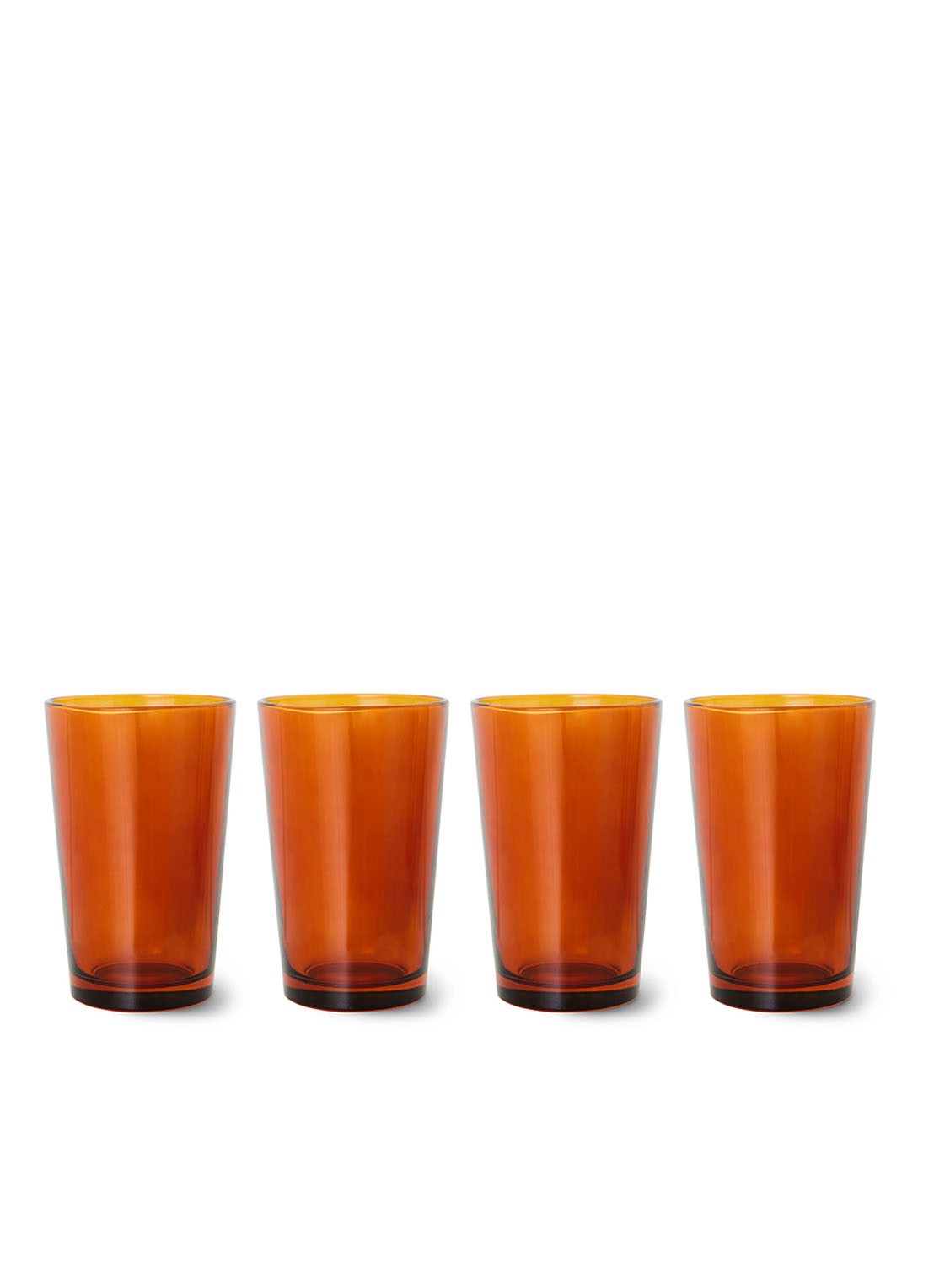 HKliving 70s Glassware theeglas 43 cl set van 4 - voorkant 3 bruin