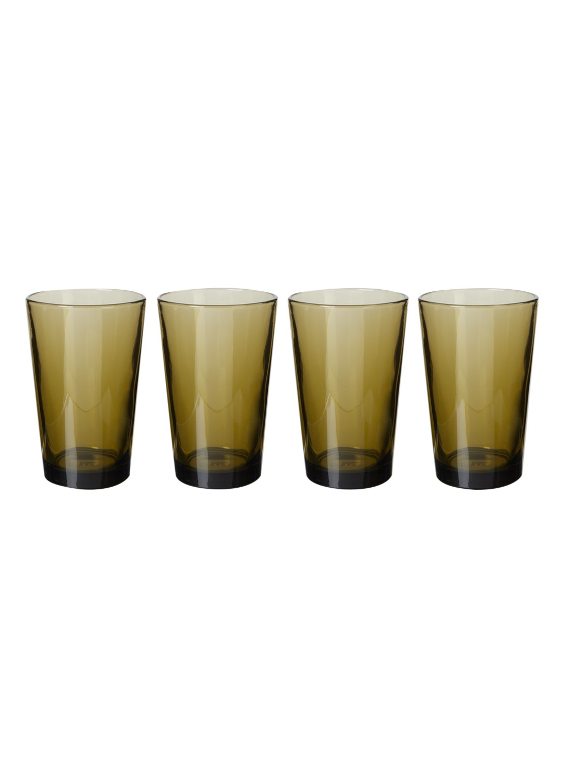 HKliving 70s Glassware theeglas 43 cl set van 4 - voorkant bruin