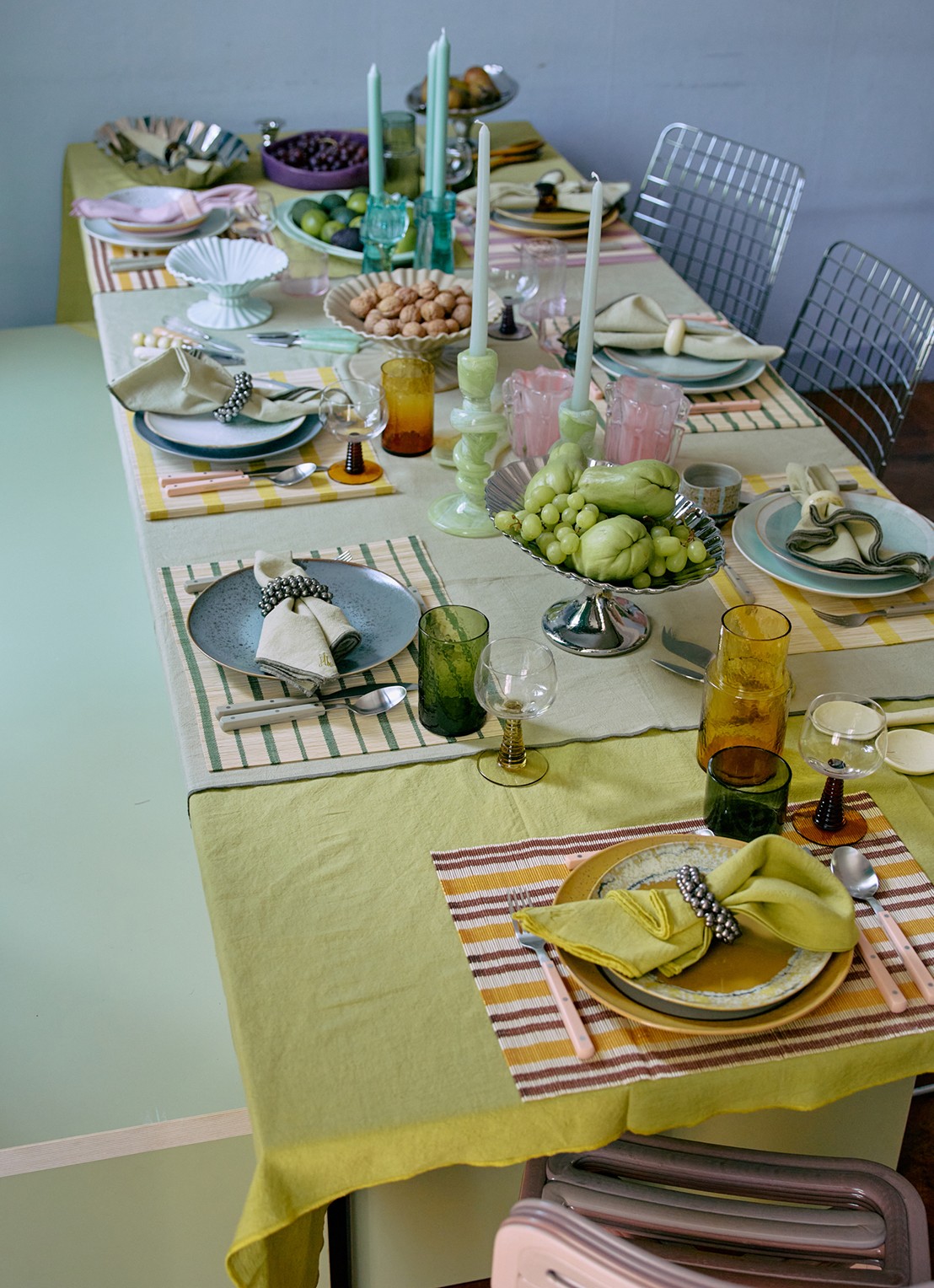 HKliving Bamboo placemat 45 x 33 cm - detail 2 groen