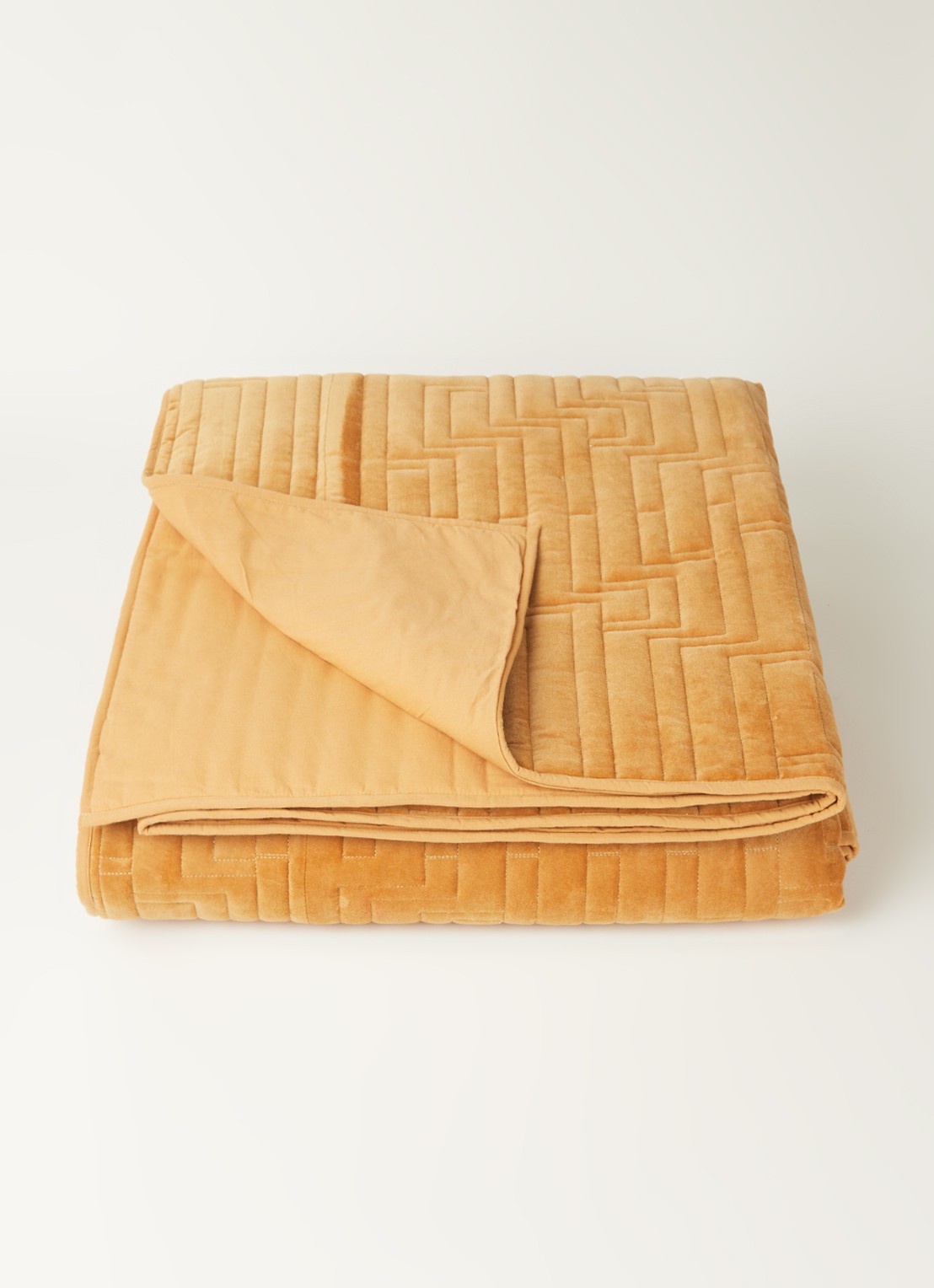 HKliving Bedsprei van fluweel 240 x 260 cm - detail okergeel