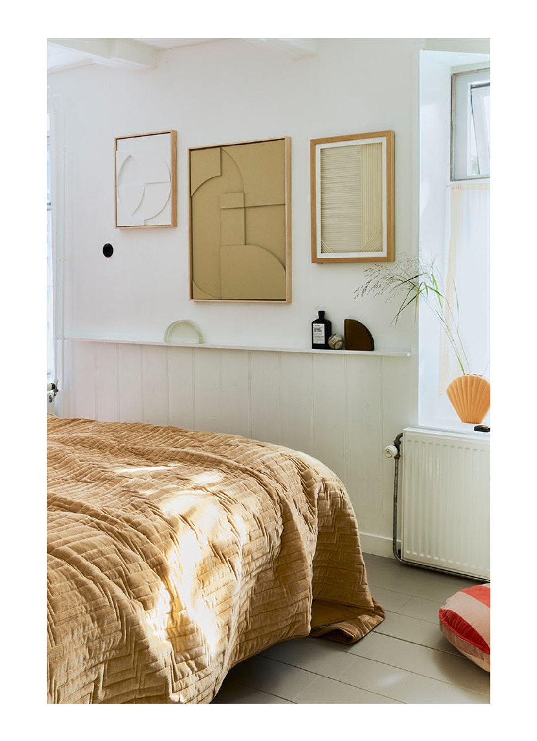 HKliving Bedsprei van fluweel 240 x 260 cm - voorkant 4 okergeel