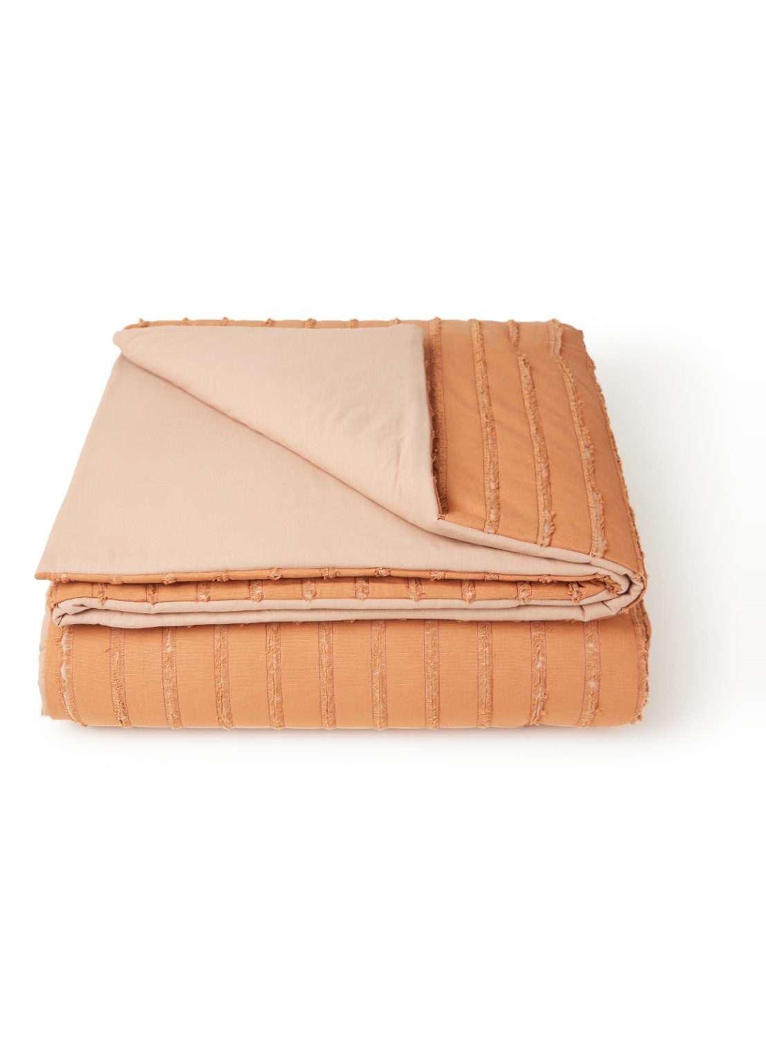 HKliving Bedsprei van katoen 240 x 260 cm - voorkant oranjebruin