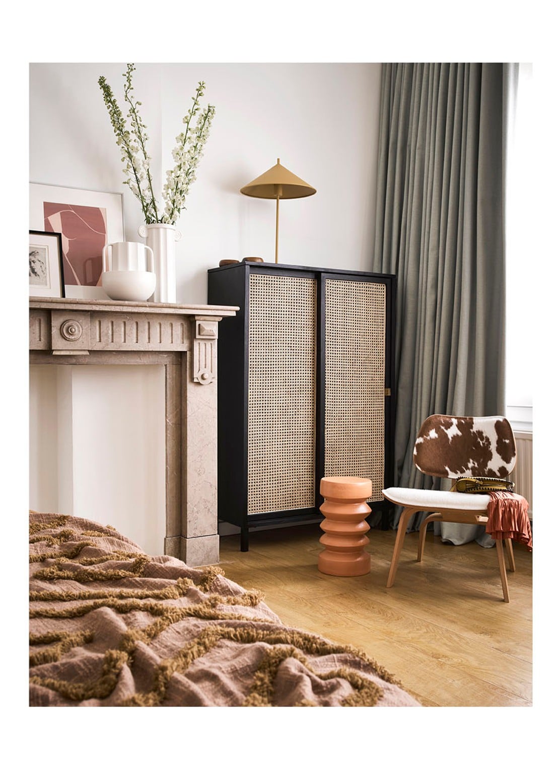 HKliving Bijzettafel 41 cm - voorkant 2 oranjebruin