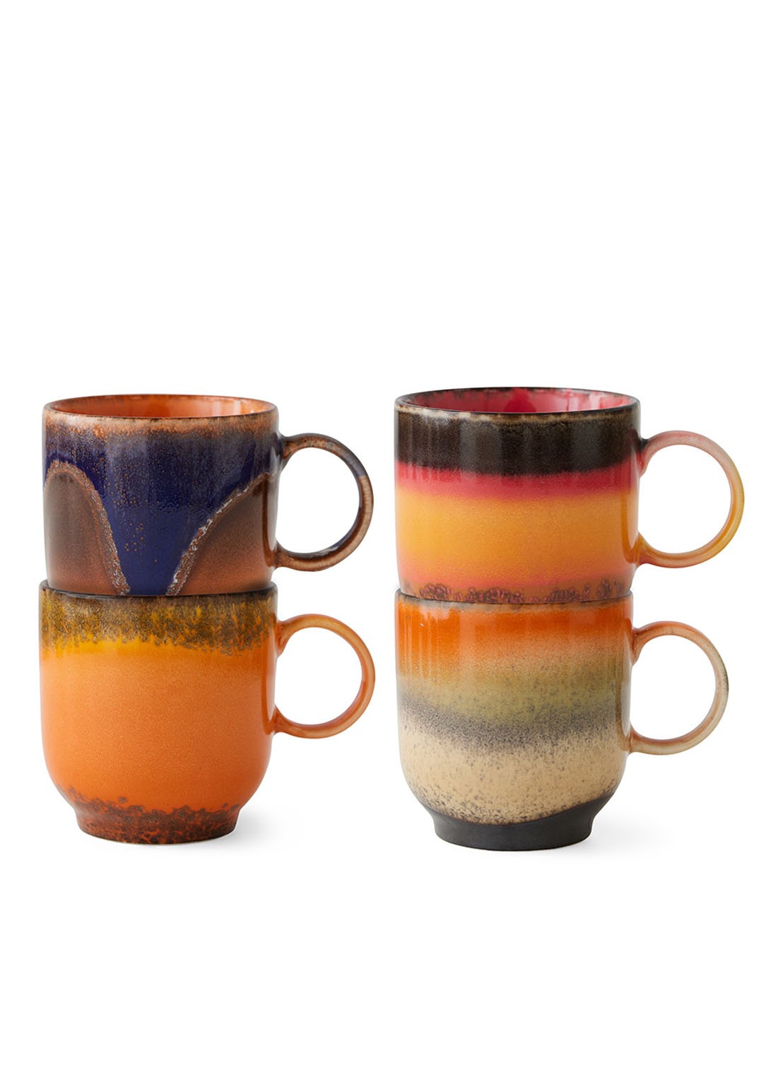 HKliving Brazil koffiekopje 23 cl set van 4 - voorkant multicolor