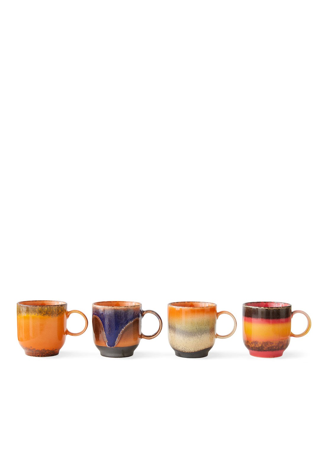 HKliving Brazil koffiekopje 23 cl set van 4 - voorkant 2 multicolor