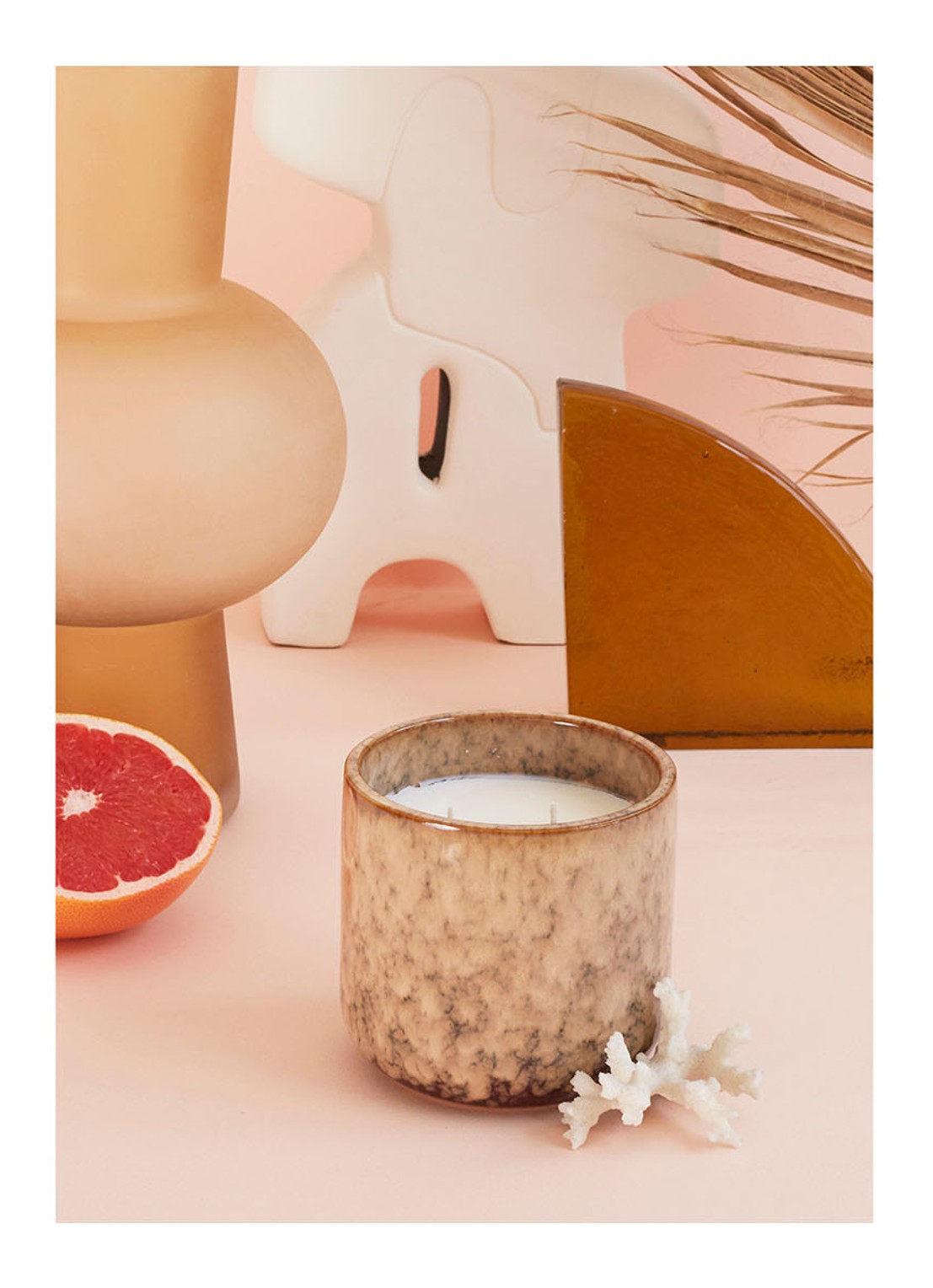 HKliving Casa Fruits geurkaars 420 gram - voorkant 4 beige