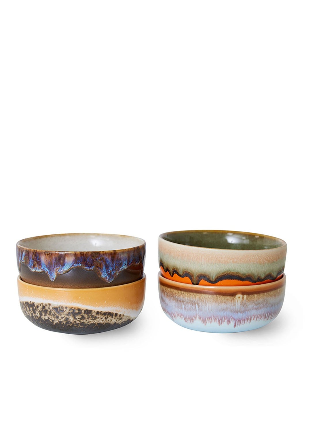 HKliving Crystal kom 11 cm set van 4 - voorkant multicolor