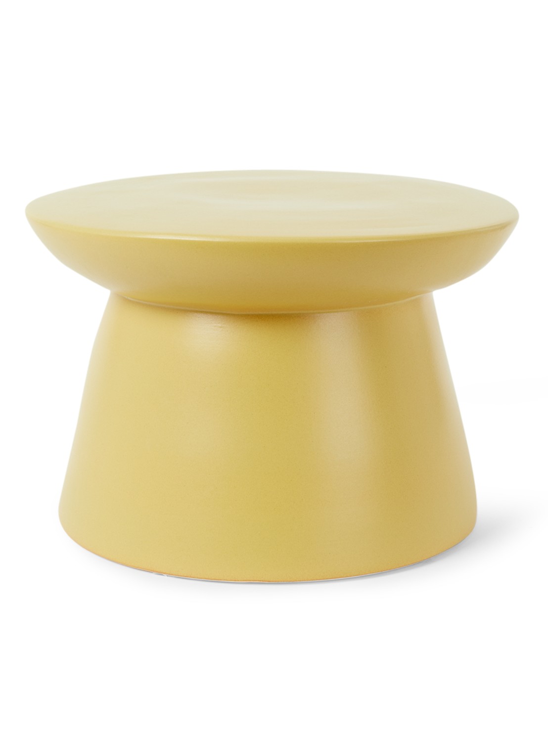 HKliving Earthenware bijzettafel 49 cm - voorkant okergeel
