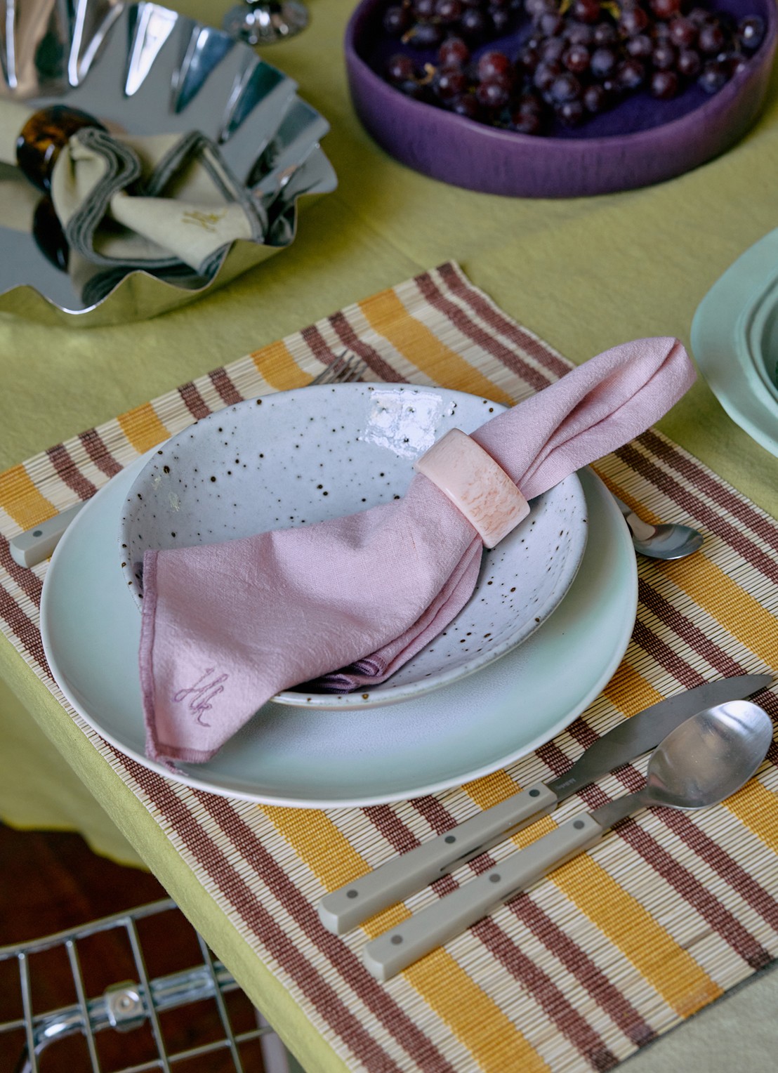 HKliving Ease servetten 50 x 50 cm set van 2 - achterkant roze