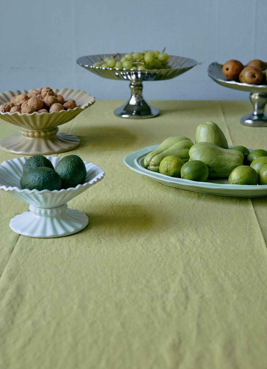 HKliving Ease tafelkleed 140 x 220 cm  - achterkant groen