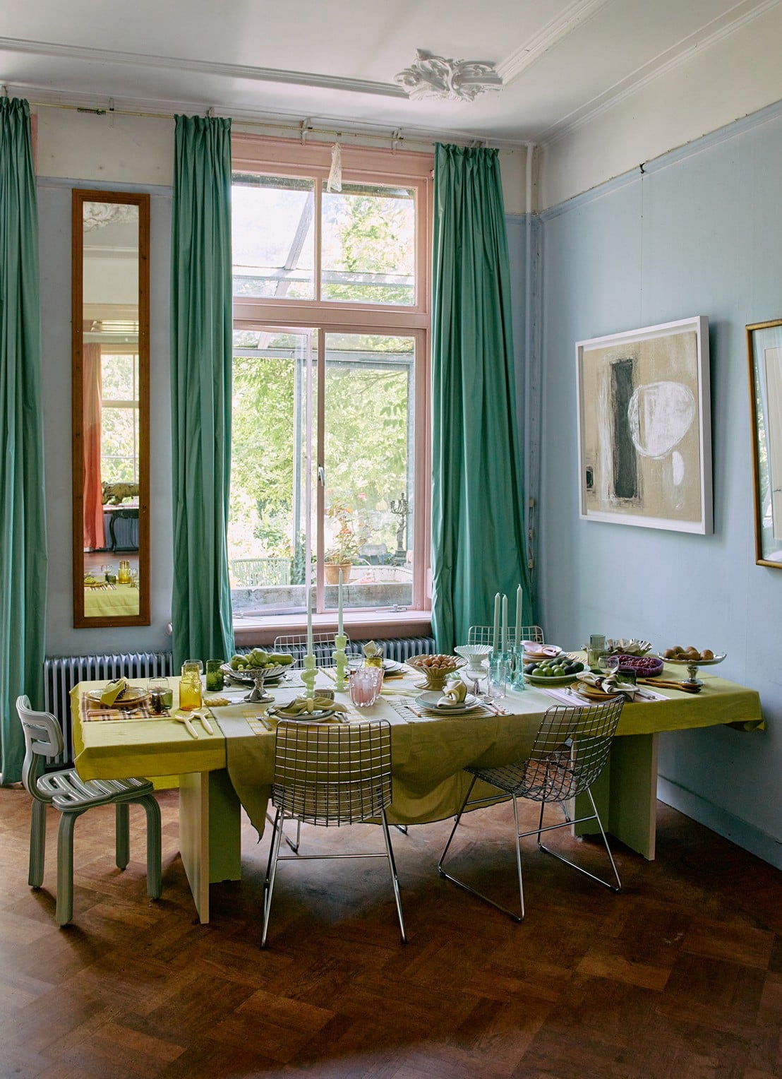 HKliving Ease tafelkleed 160 x 300 cm - voorkant 3 groen