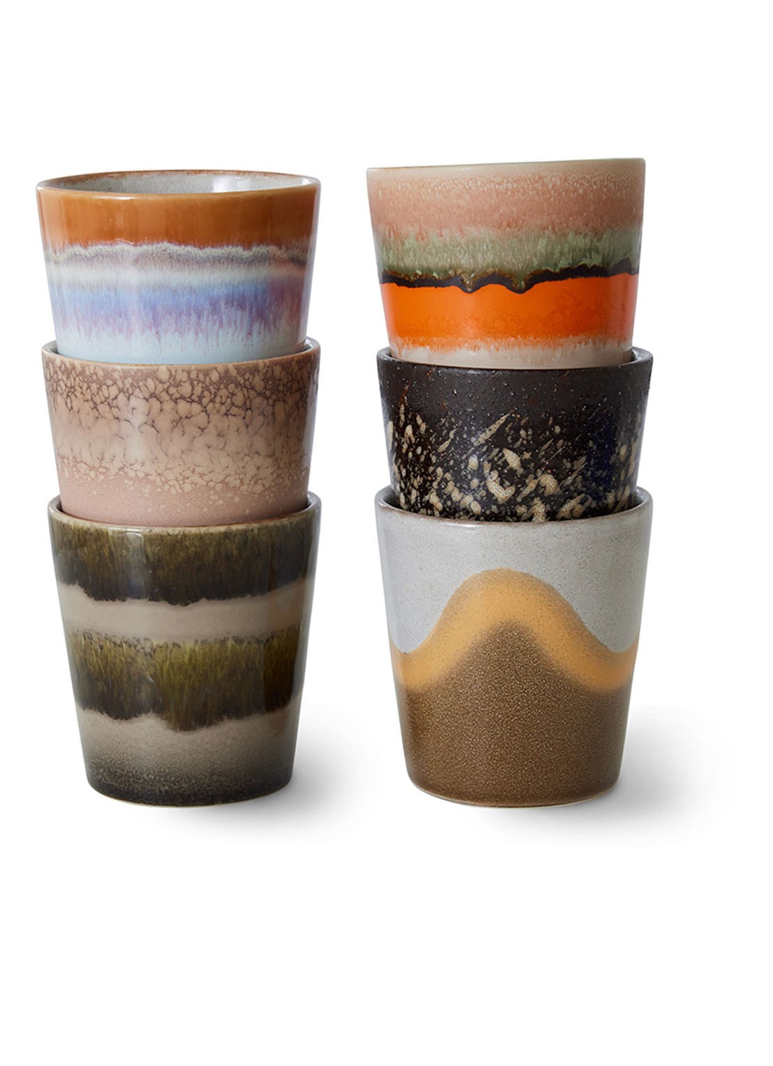 HKliving Elements koffiekopje 23 cl set van 6 - voorkant multicolor