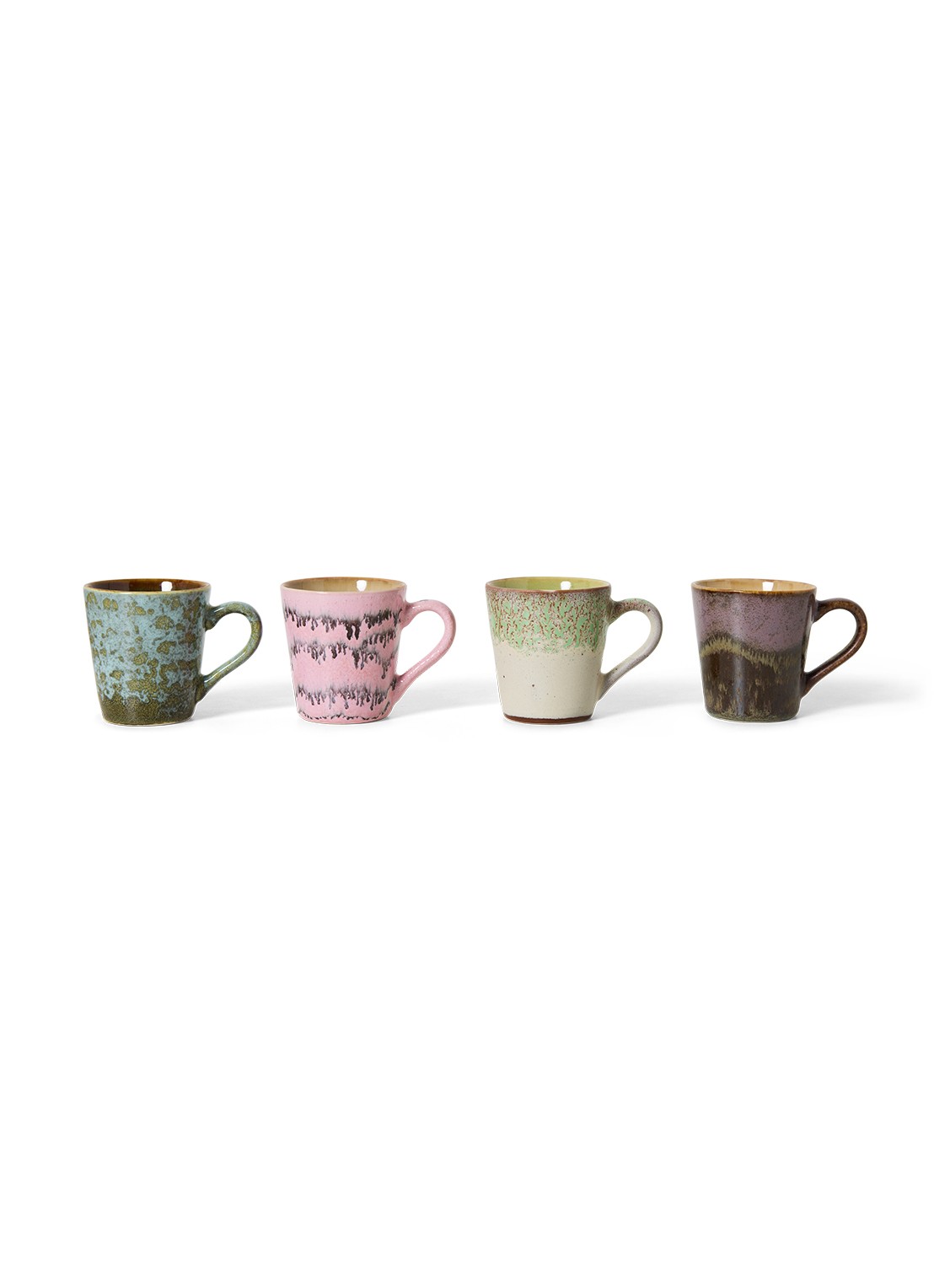 HKliving Espressokopje 10 cl set van 4 - voorkant 3 roze