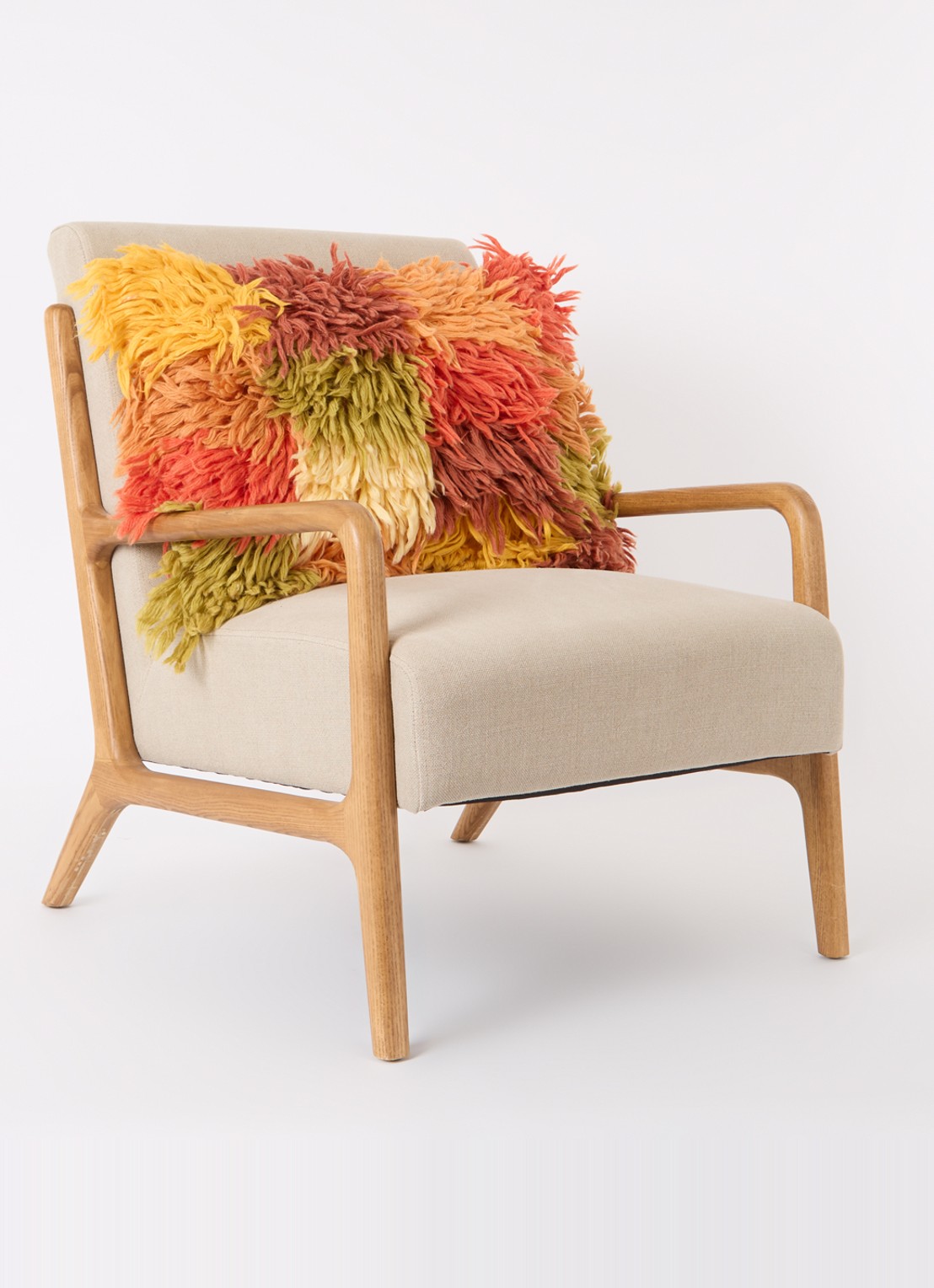 HKliving Fluffie Rag sierkussen 60 x 40 cm - voorkant 2 multicolor