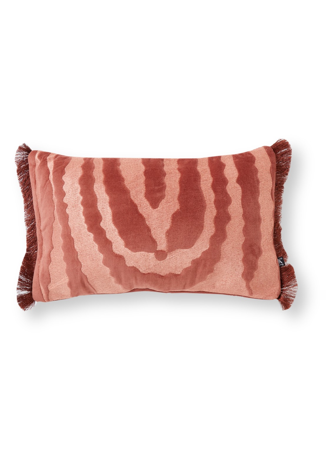 HKliving Fringe Velvet Tiger sierkussen 25 x 40 cm - voorkant 3 roze