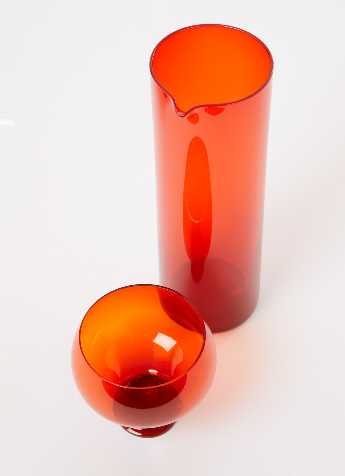 HKliving Funky karaf met glazen set 5-delig - detail donkeroranje