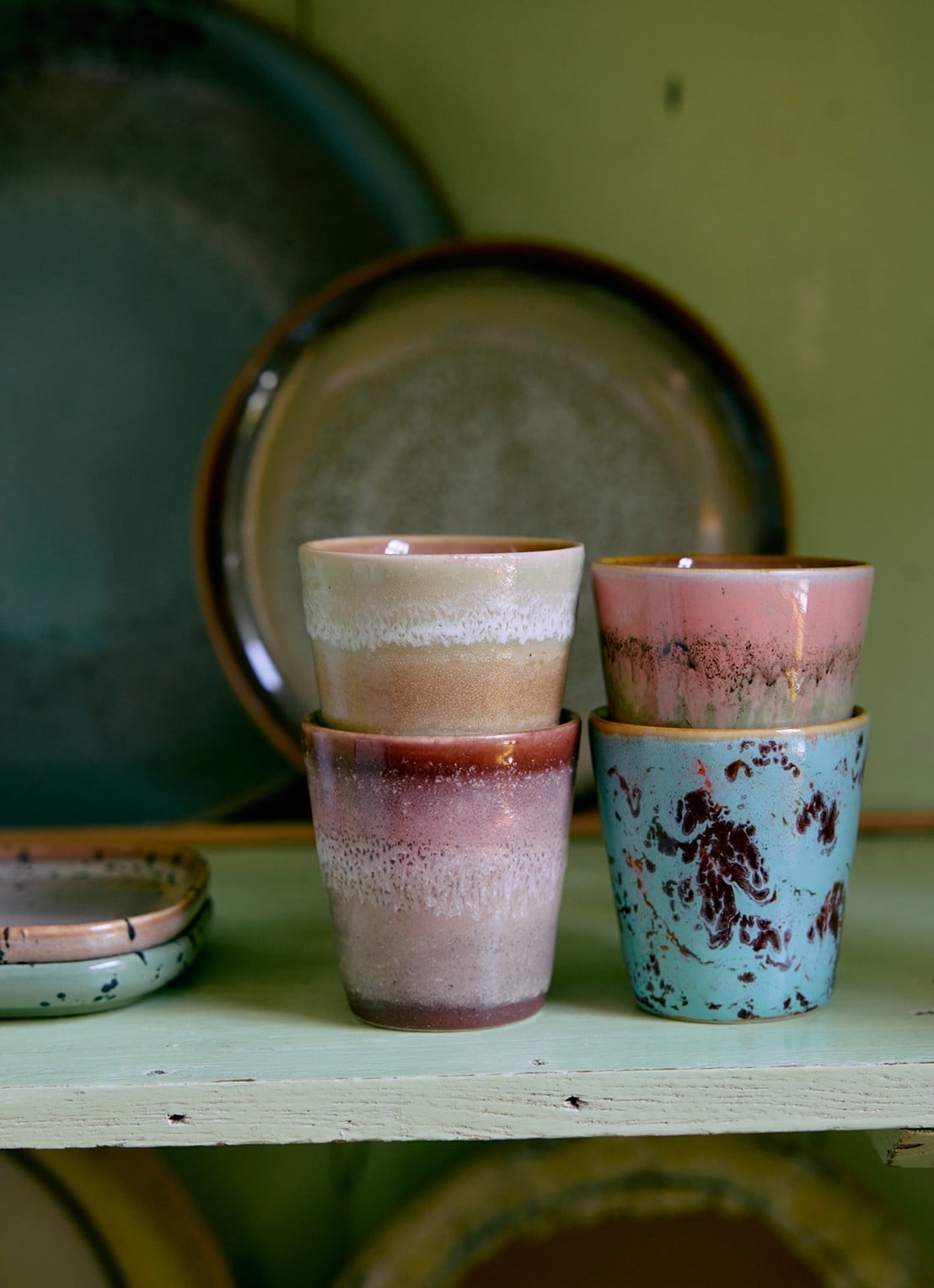 HKliving Futurism ristretto mok set van 4 - achterkant roze