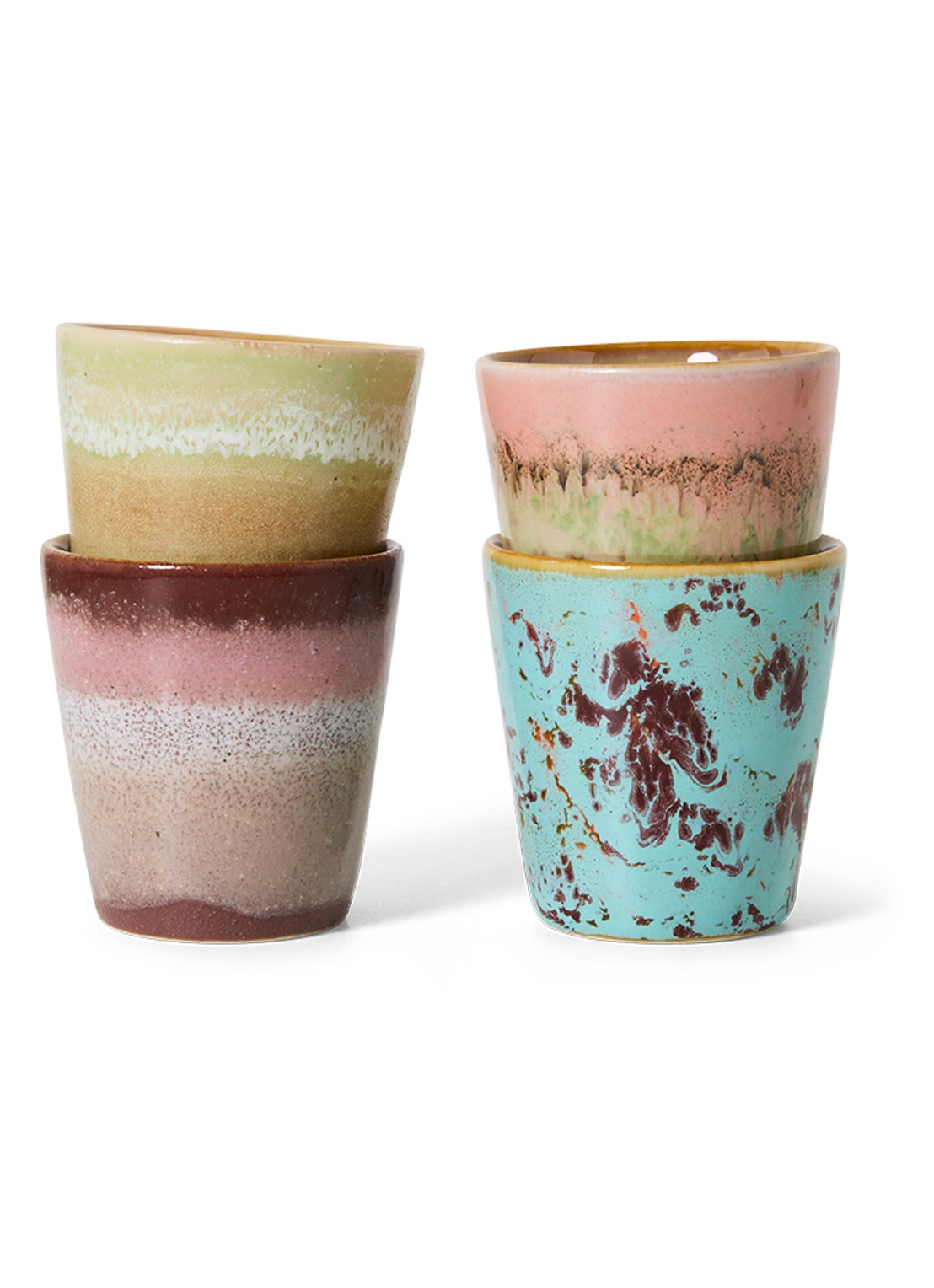 HKliving Futurism ristretto mok set van 4 - voorkant 2 roze