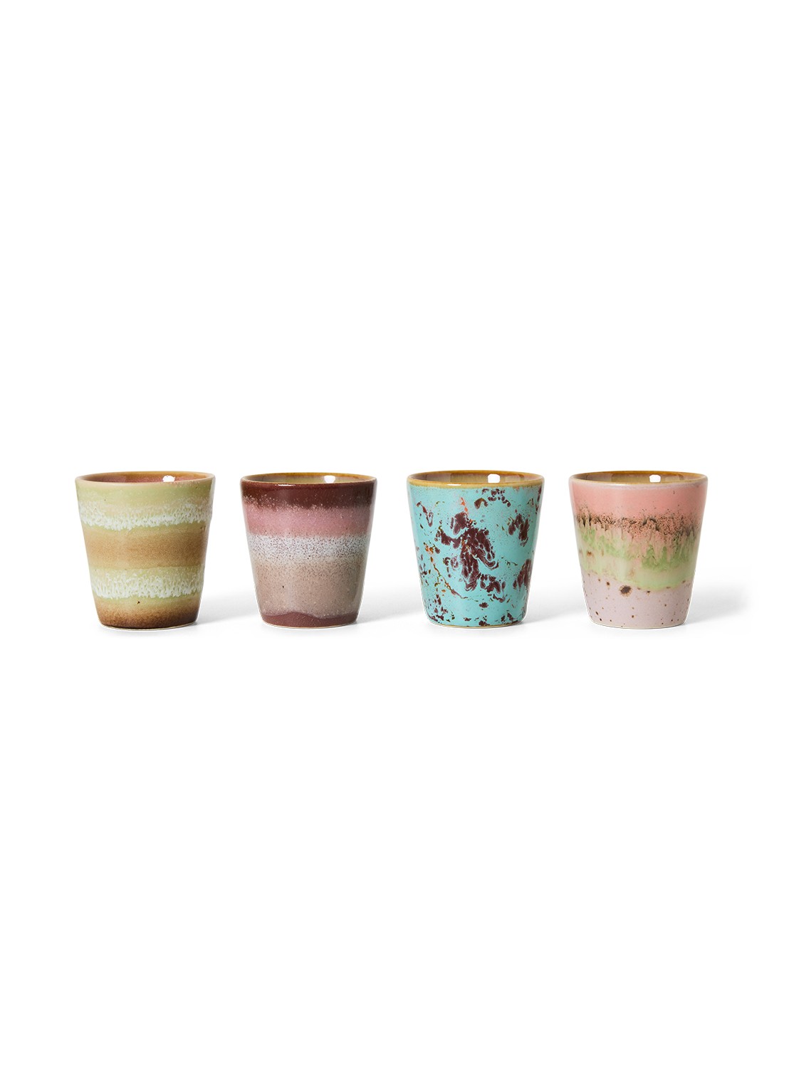 HKliving Futurism ristretto mok set van 4 - voorkant 3 roze