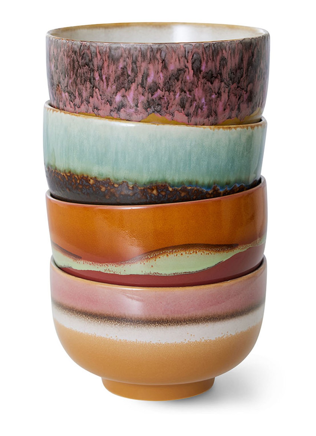 HKliving Geyser kom 13,5 cm set van 4 - voorkant 2 multicolor