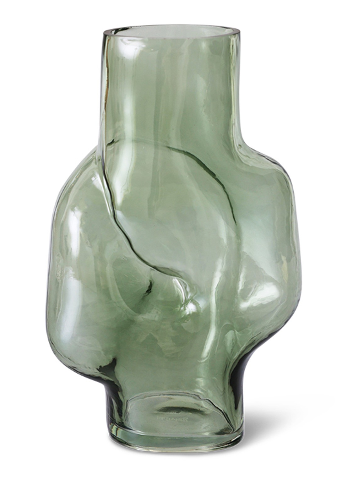 HKliving Gleam High vaas 32 cm - voorkant olijfgroen