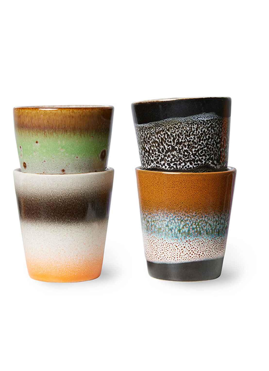 HKliving Good Vibes espressokopje 8 cl set van 4 - voorkant multicolor