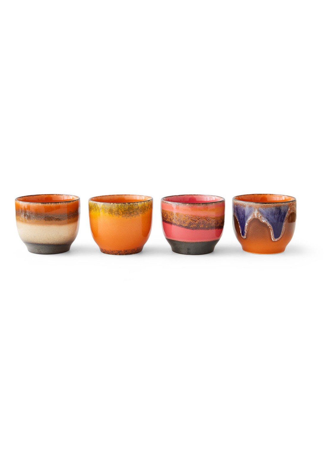 HKliving Java koffiekopje 25 cl set van 4 - voorkant 2 oranje