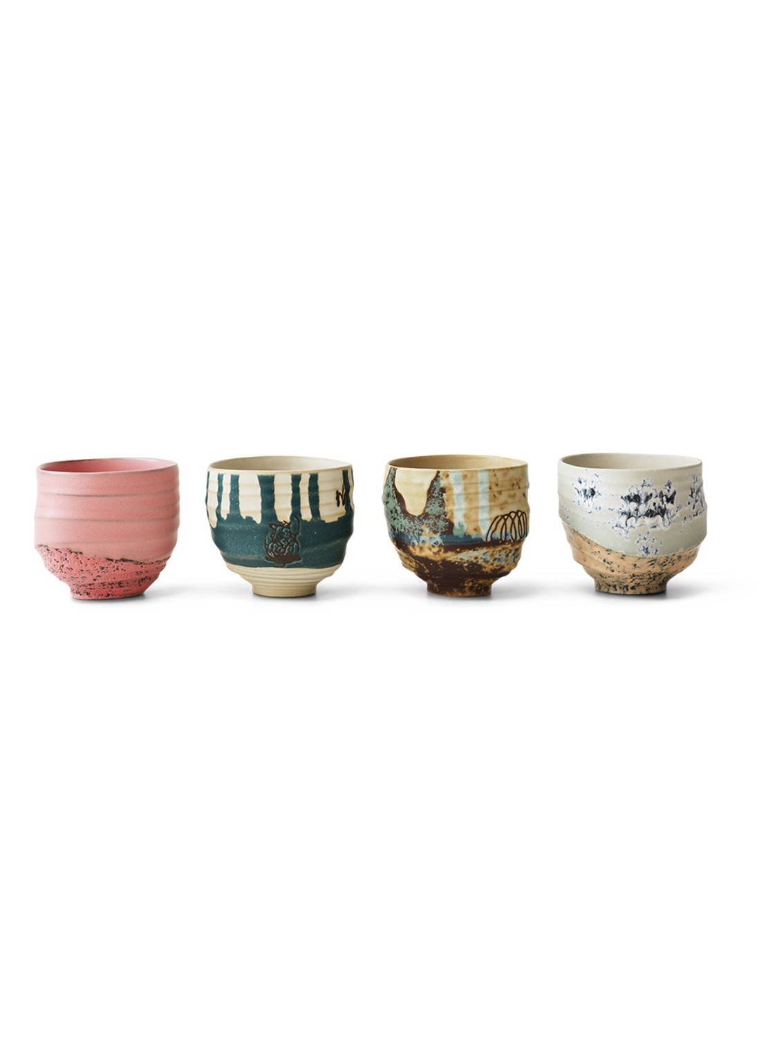 HKliving Koffiekopje 7,5 cm set van 4 - voorkant 2 beige