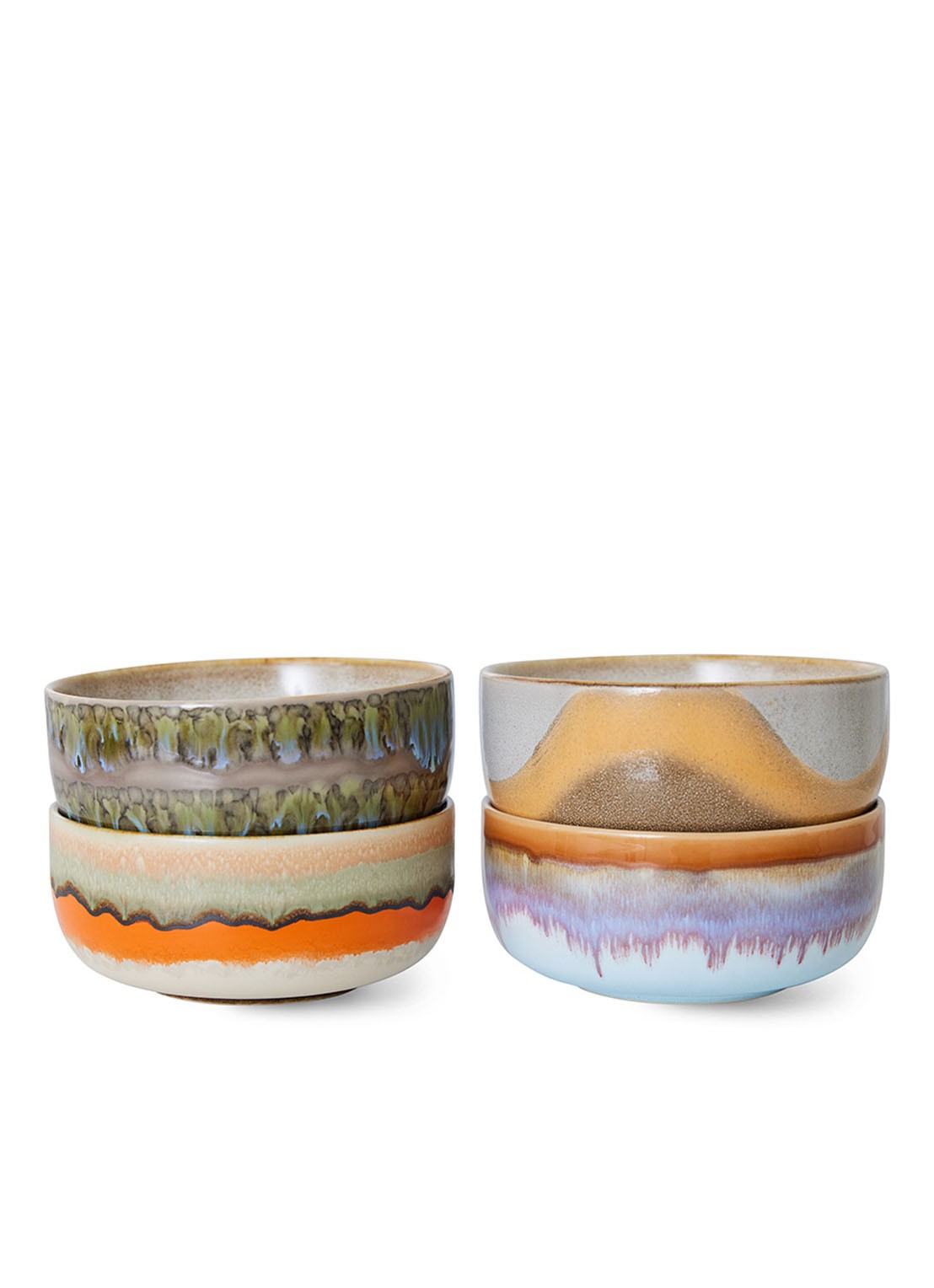 HKliving Kom 12,5 cm set van 4 - voorkant 6 multicolor