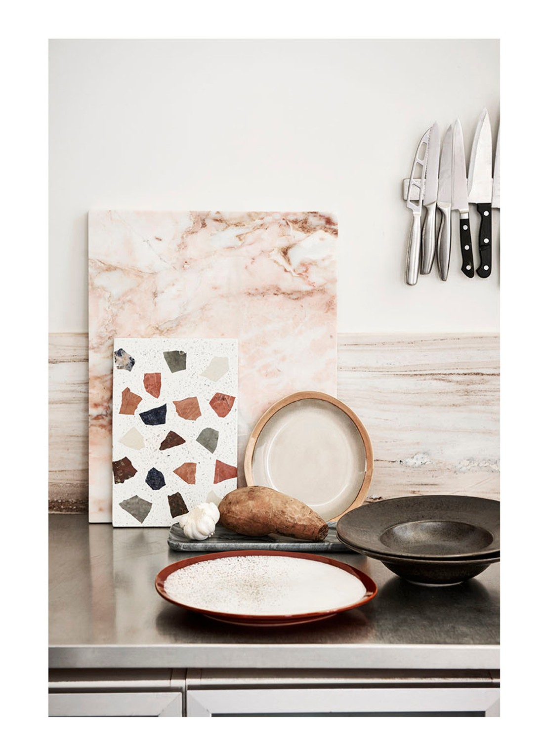 HKliving Marble serveerplank 30 x 12 cm - voorkant 2 grijs