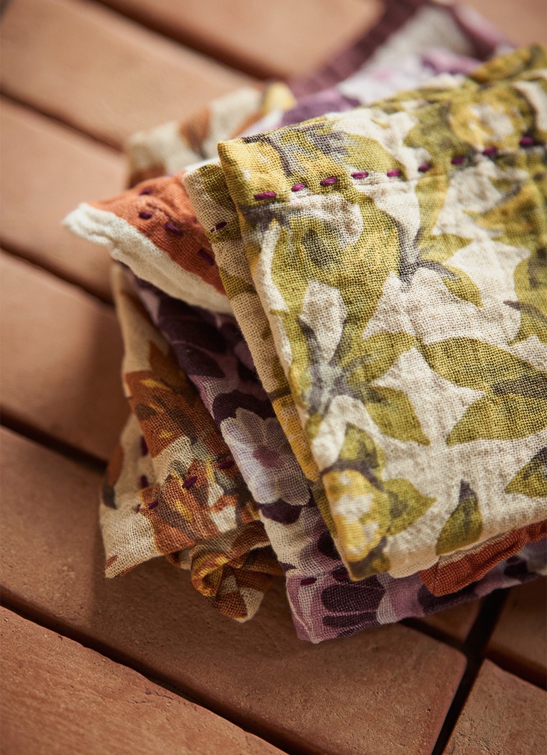 HKliving Mediterranean Olive servet 30 x 30 cm set van 2 - detail 4 groen
