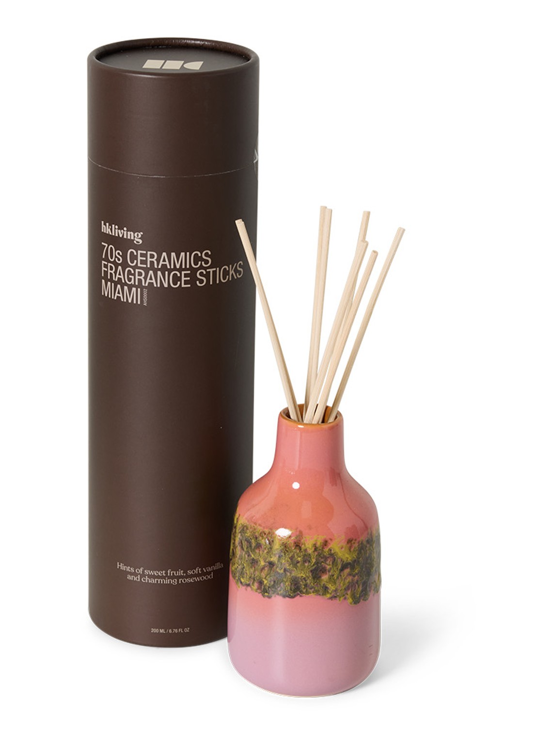 HKliving Miami geurstokjes 200 ml - achterkant roze