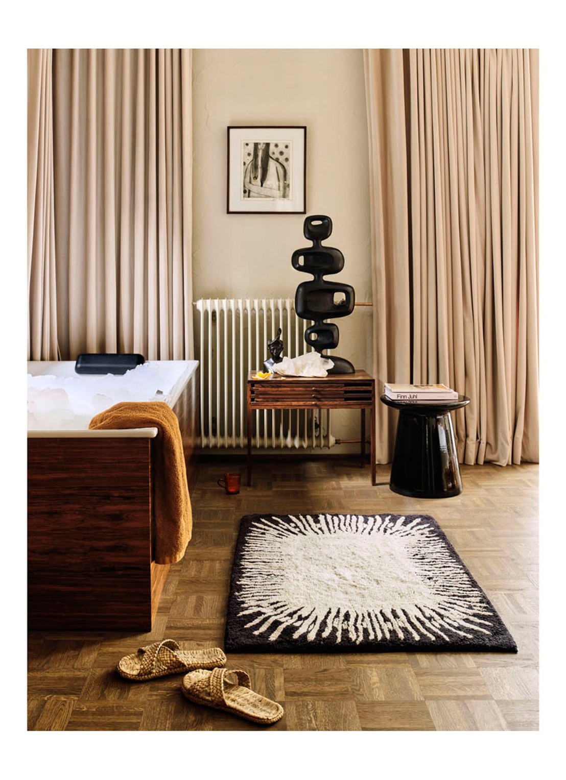 HKliving Monochrome badmat 75 x 120 cm  - voorkant 3 zwart
