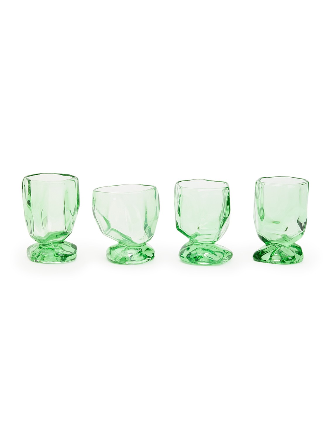 HKliving Nienke Sikkema wijnglas set van 4 - voorkant groen