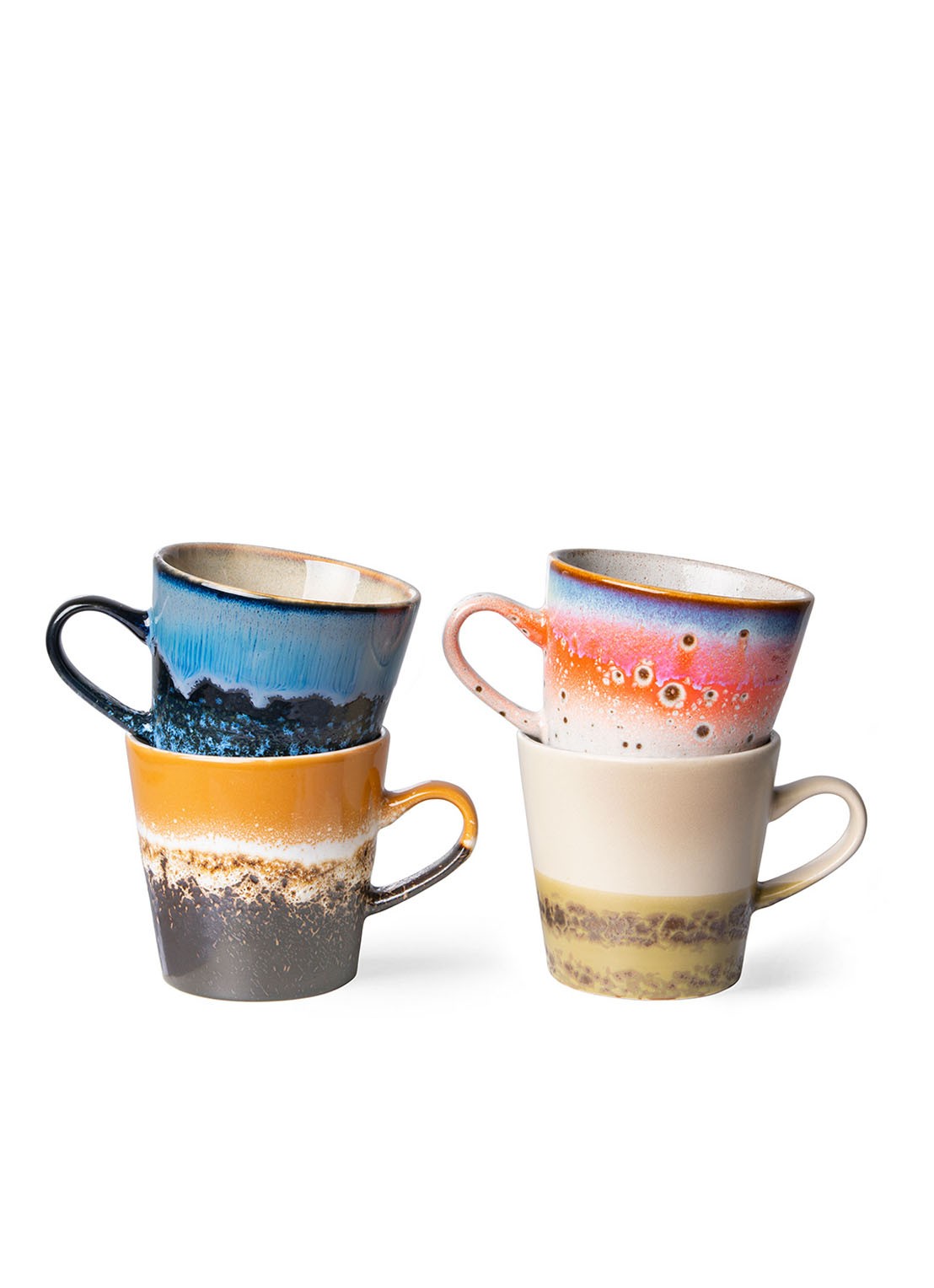 HKliving Pegasus Americano kopje 27 cl set van 4 - voorkant multicolor