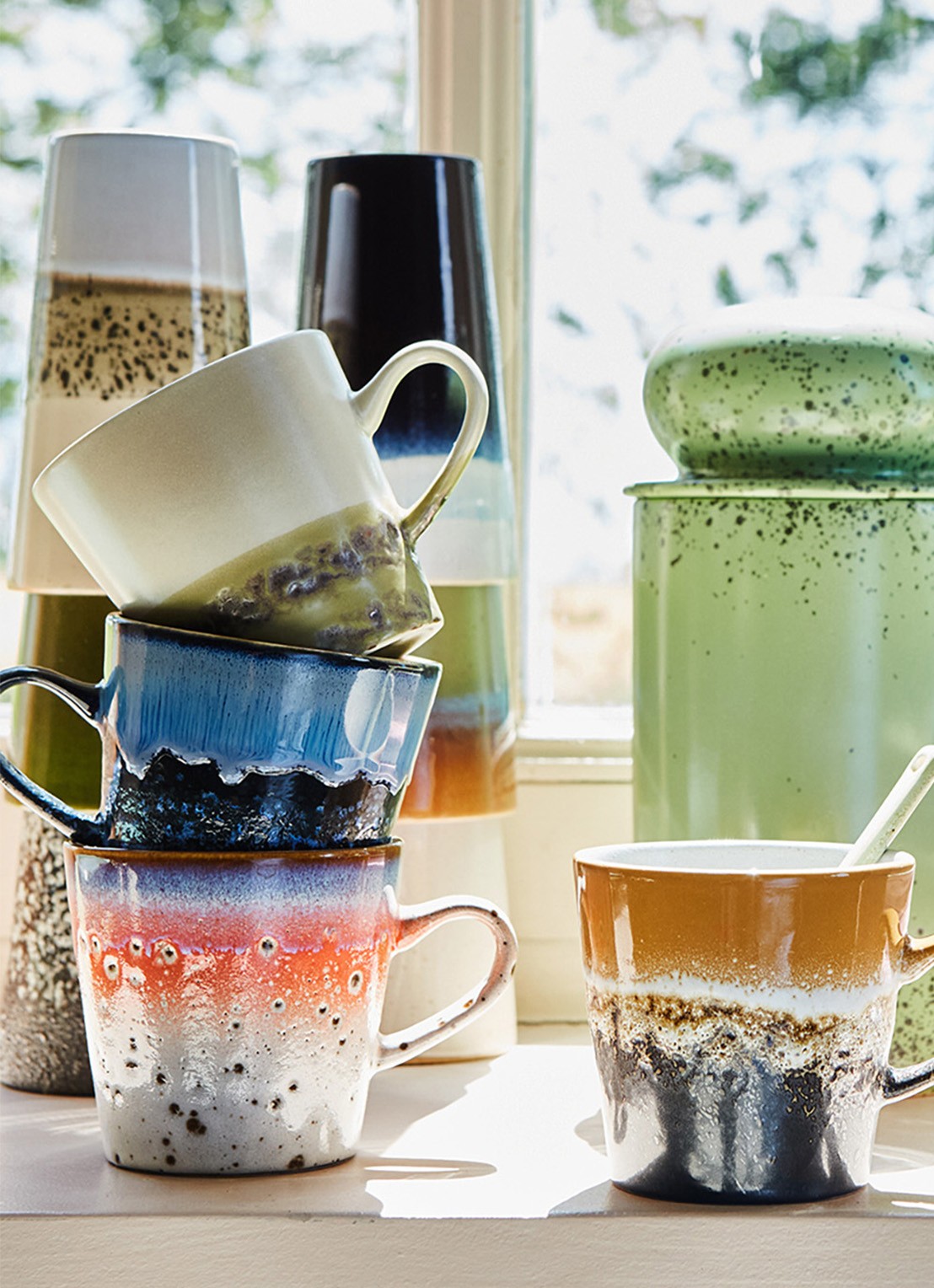 HKliving Pegasus Americano kopje 27 cl set van 4 - voorkant 2 multicolor