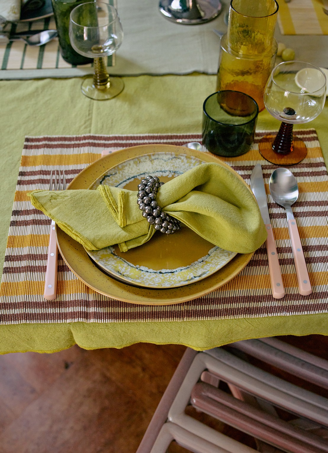 HKliving Placemat 45 x 33 cm - achterkant bruin