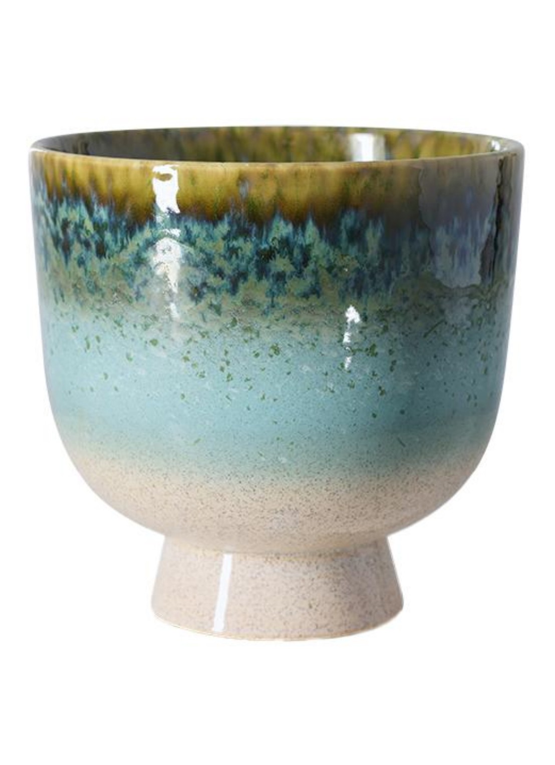 HKliving Retro bloempot voor binnen Ø20,5 cm - voorkant turquoise