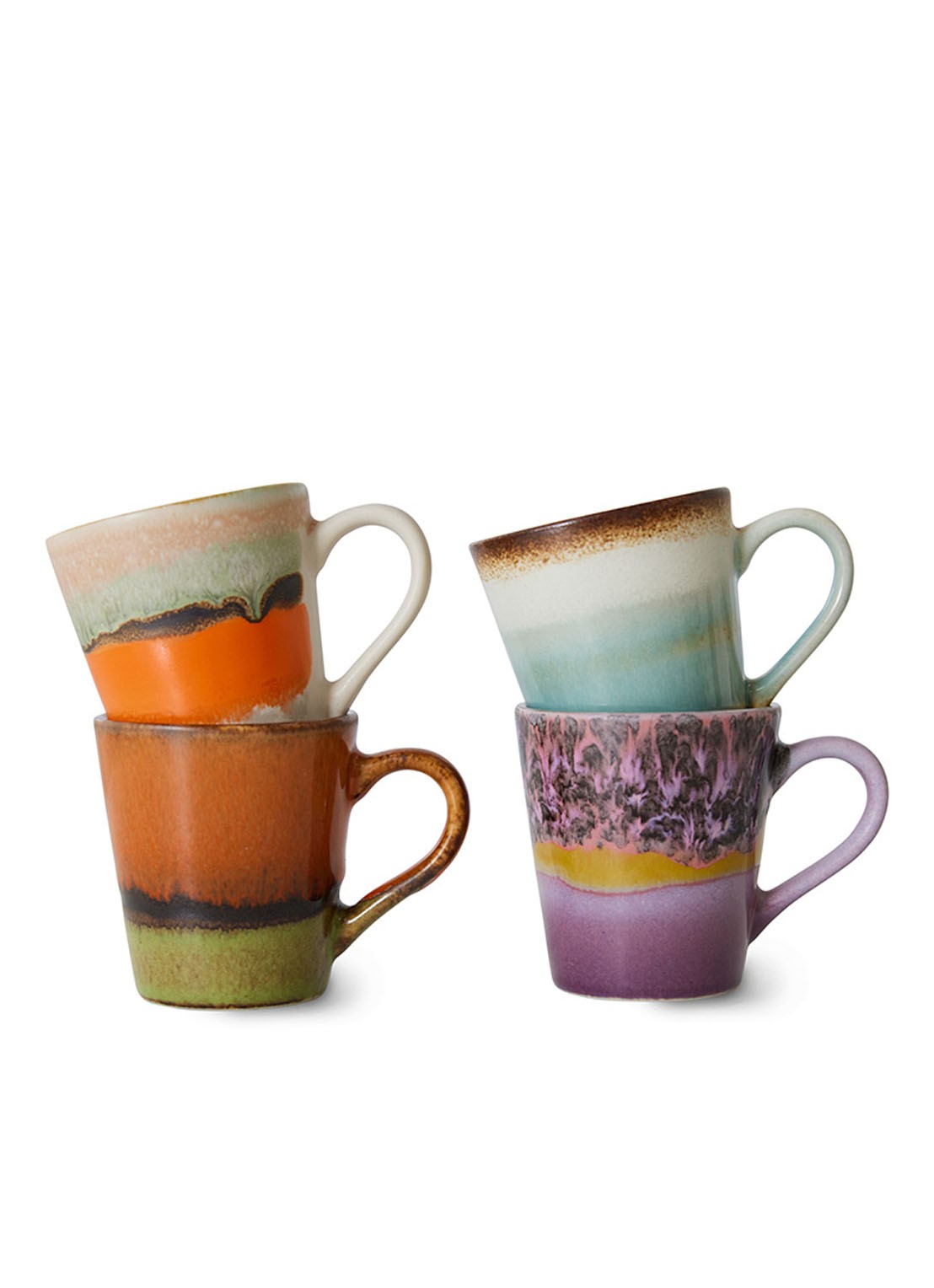 HKliving Retro espressokopje 8 cl set van 4 - voorkant 2 multicolor