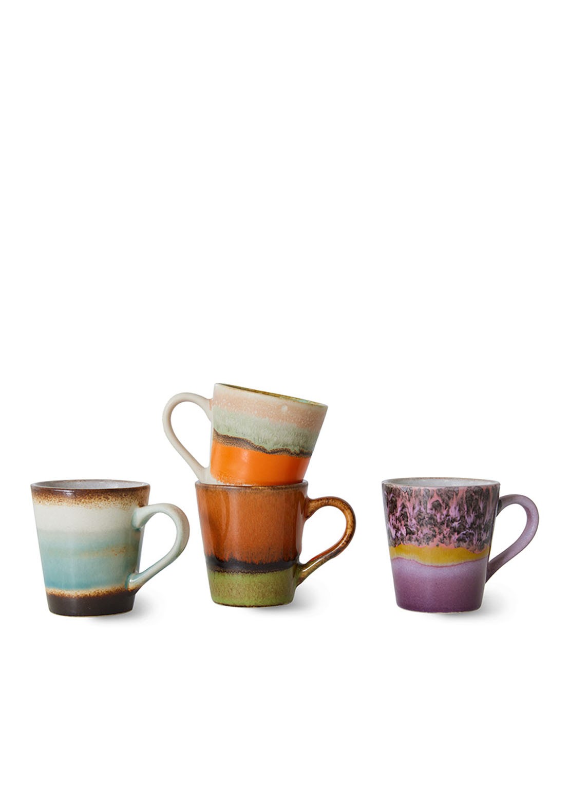 HKliving Retro espressokopje 8 cl set van 4 - voorkant 3 multicolor