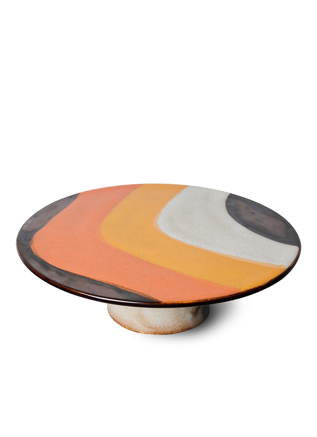 HKliving Retro Wave taartplateau 21 cm - voorkant 2 multicolor