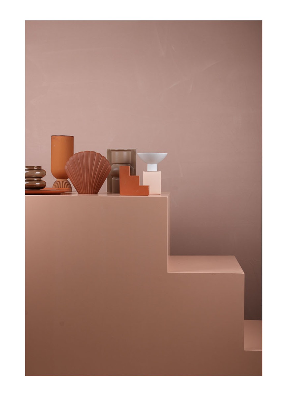 HKliving Ribbed Base vaas 25 cm - detail 5 oranjebruin