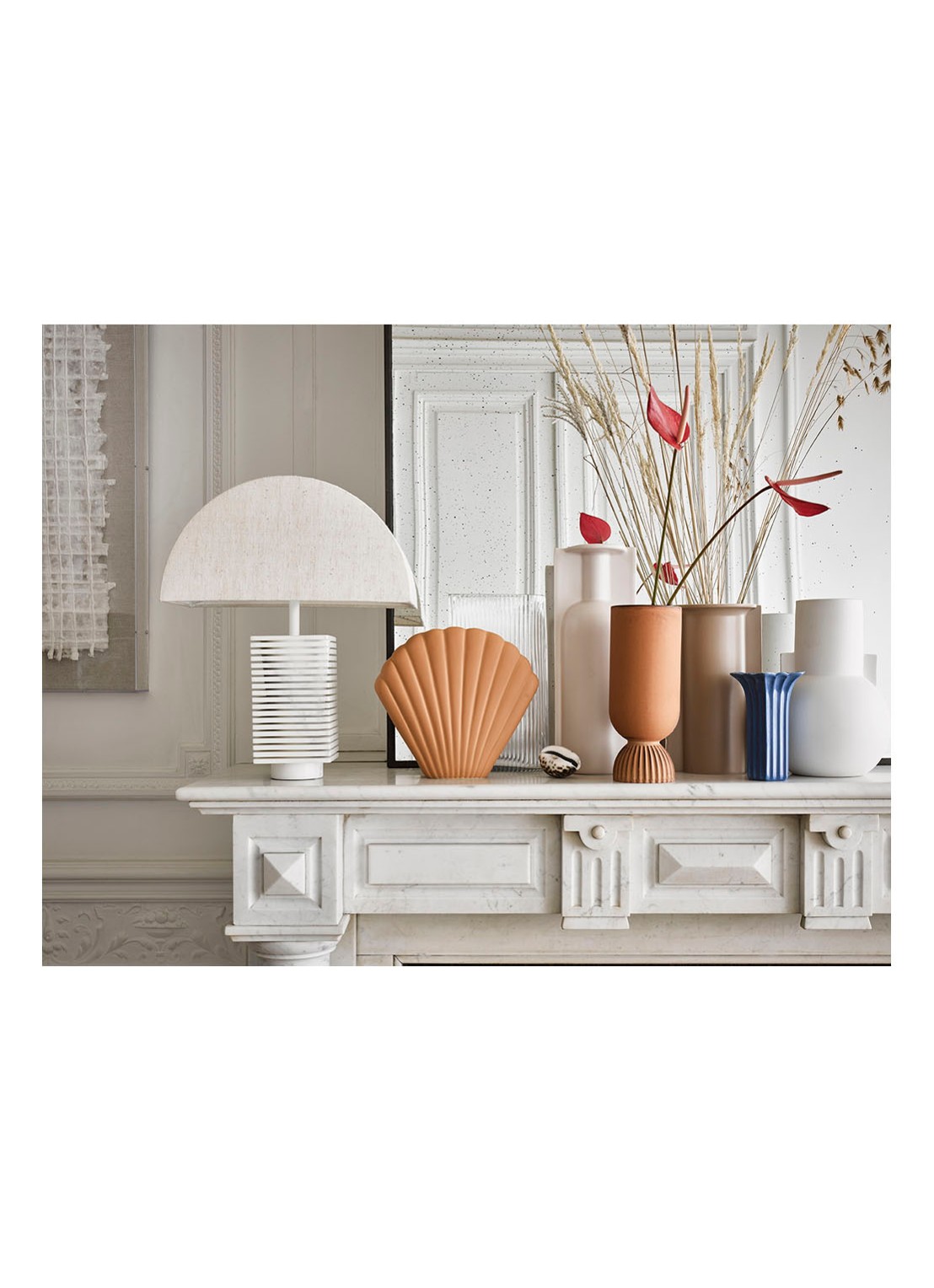 HKliving Ribbed Base vaas 25 cm - voorkant 2 oranjebruin
