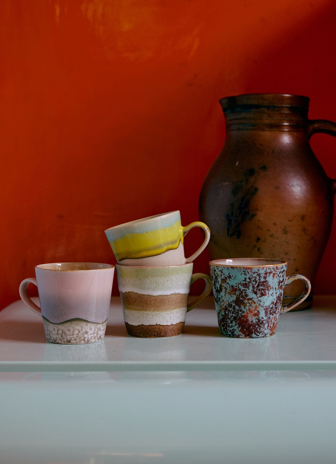 HKliving Rococo americano mok set van 4 - achterkant groen