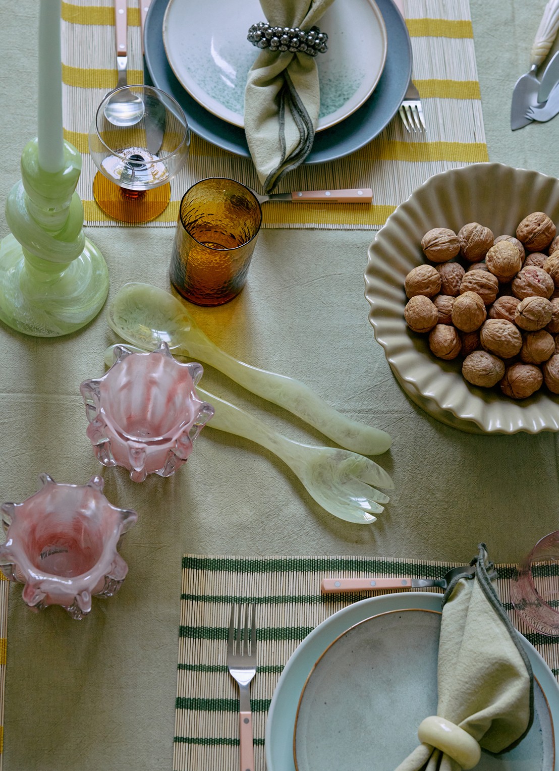 HKliving Saladebestek 2-delig - detail groen