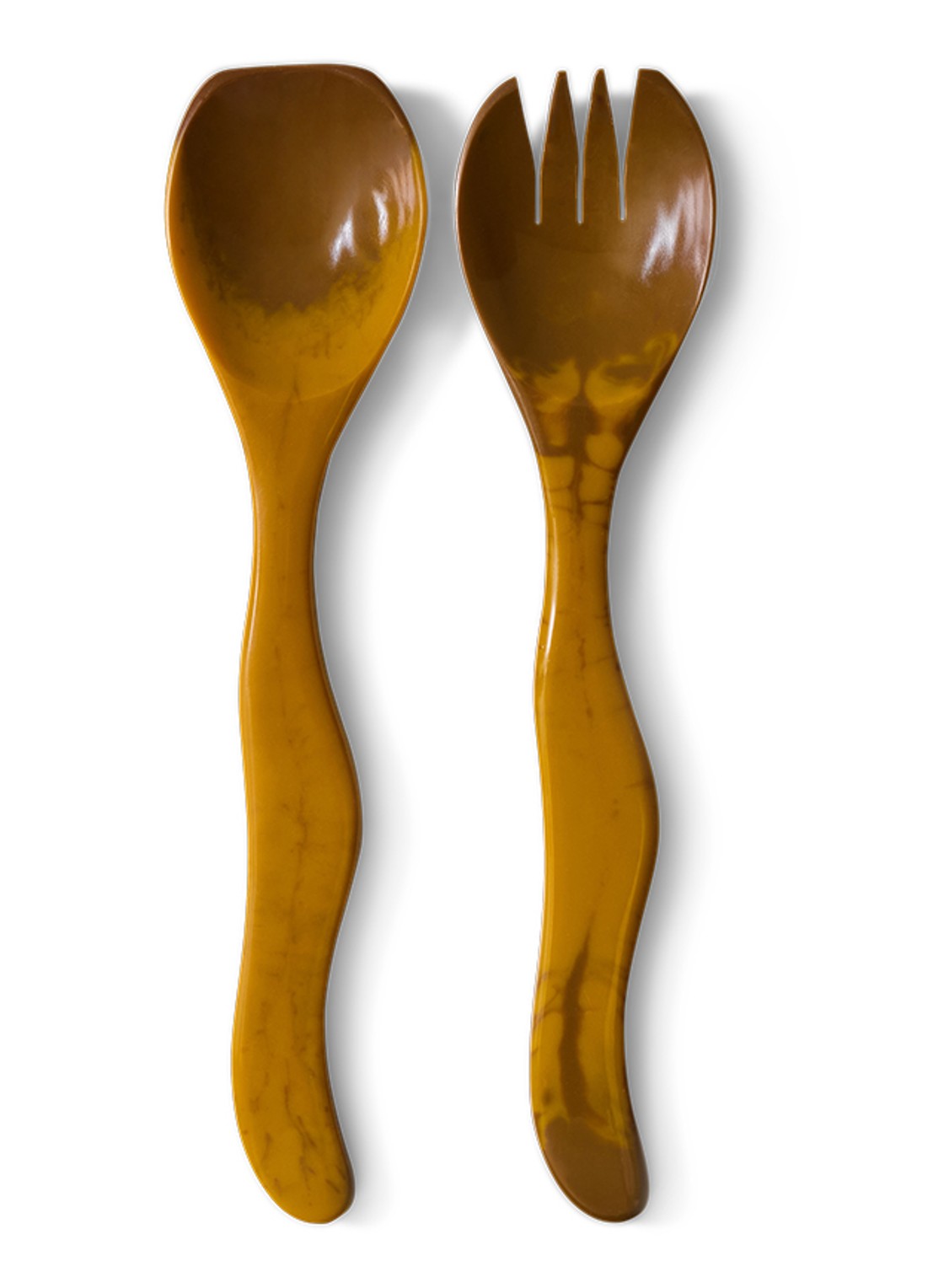 HKliving Saladebestek 2-delig - voorkant 3 bruin