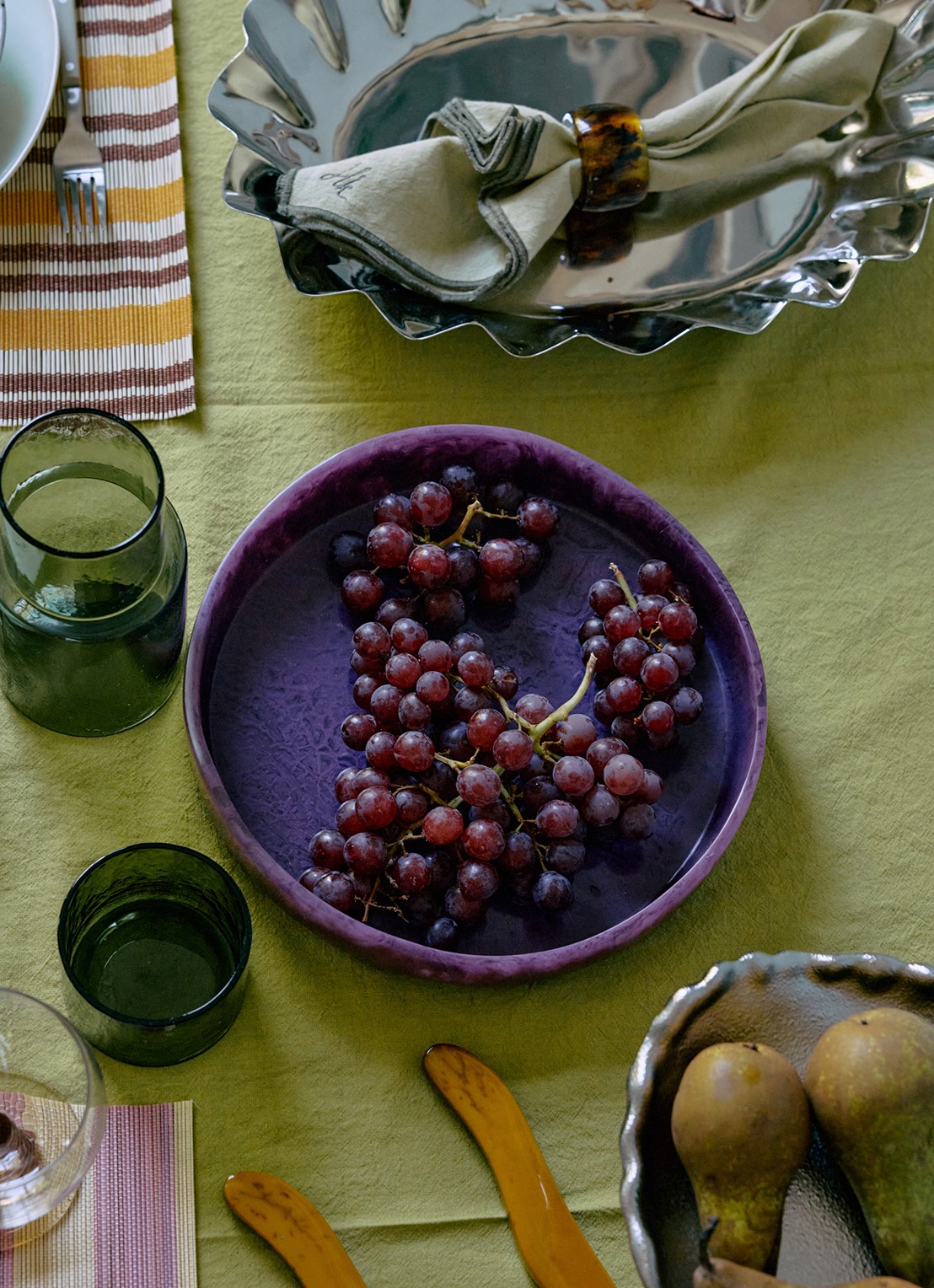 HKliving Saladeschaal 26,5 cm - detail 2 aubergine